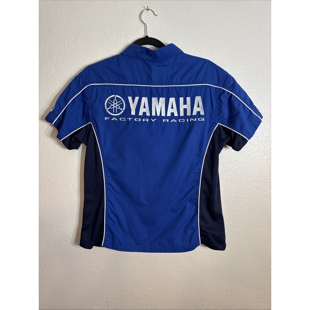 Yamaha Shirt 2XL Y2k Racing Mechanic Dirt Bike Motocross Button Up Women's Blue